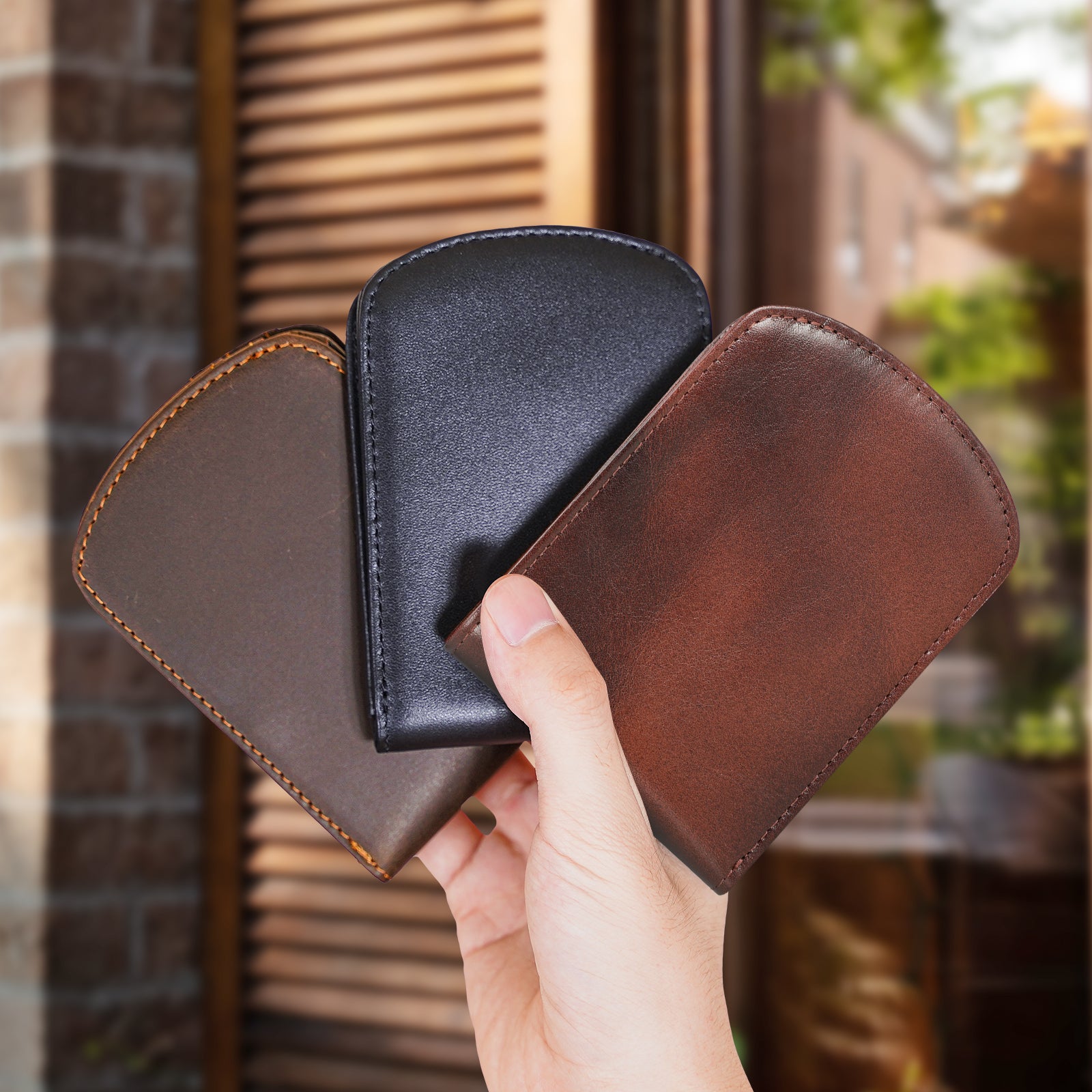 Men's 100% Cowhide Leather Zipper Wallet RFID Blocking ID Card Holder Coin  Purse - Walmart.com