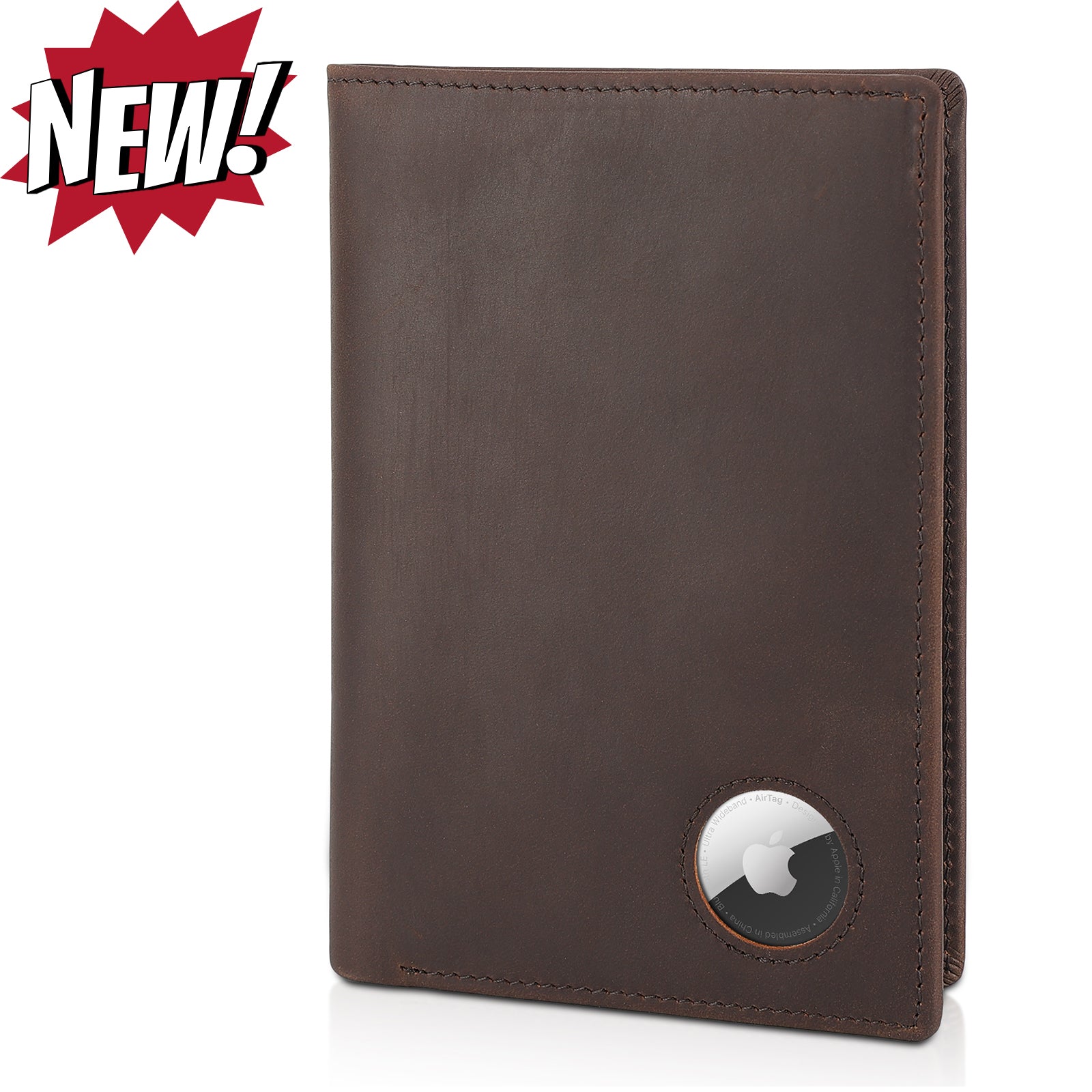 RFID Blocking Leather Passport Holder with  AirTag Slot