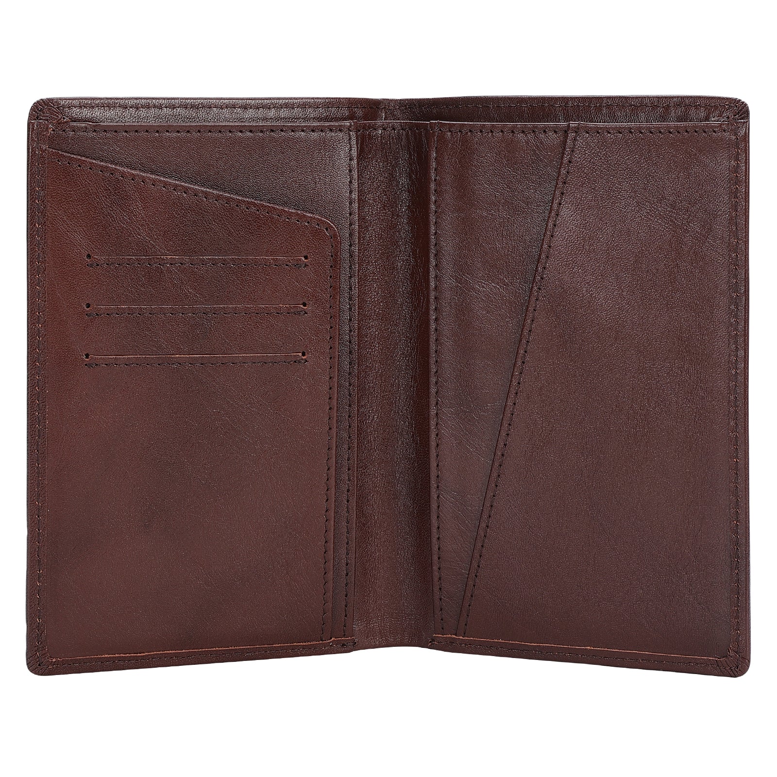 Polare RFID Blocking Leather Passport Holder Travel Bifold Wallet (Coffee)