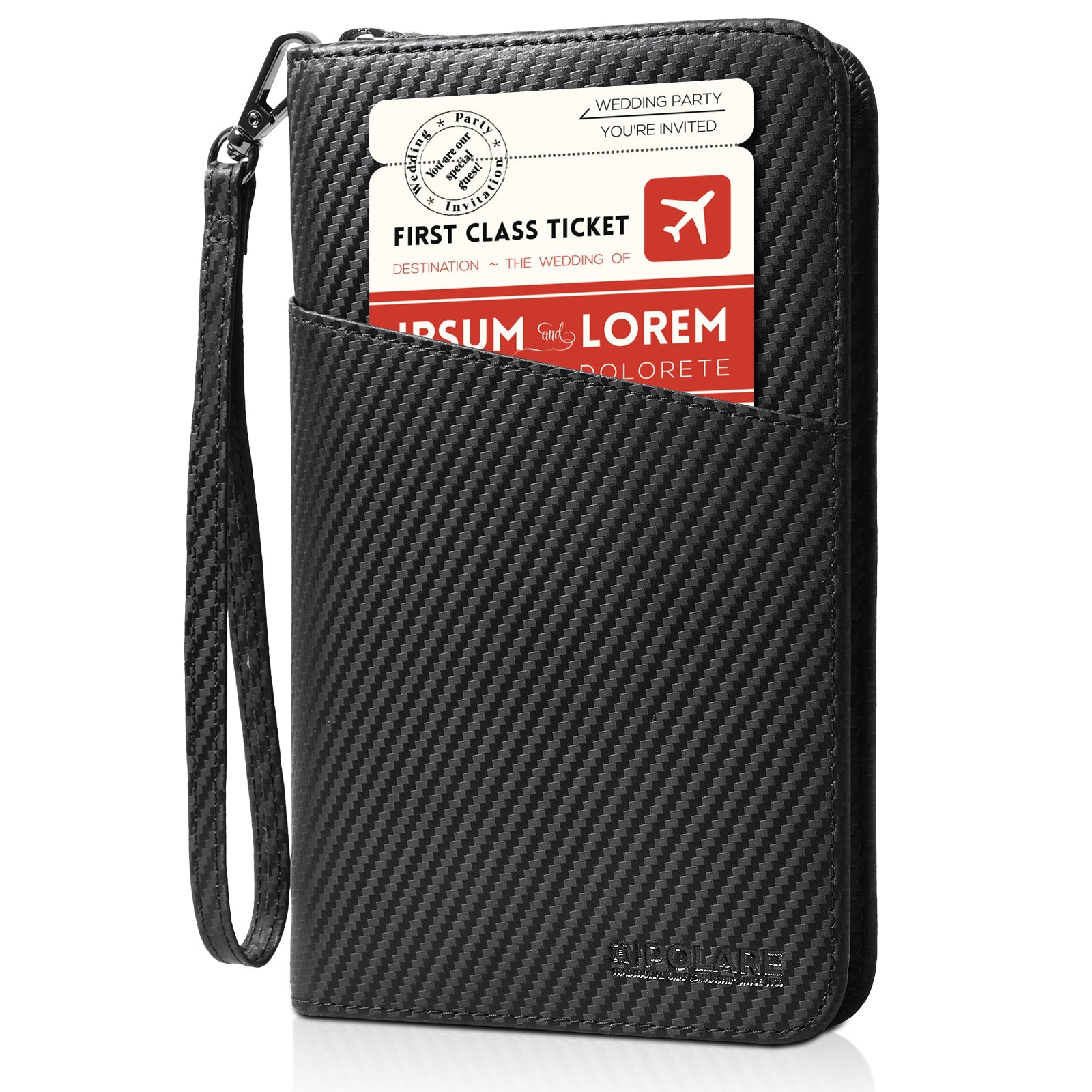 Polare Full Grain Leather RFID Blocking Family Travel Wallet Holds 6 Passports (Carbon Black)