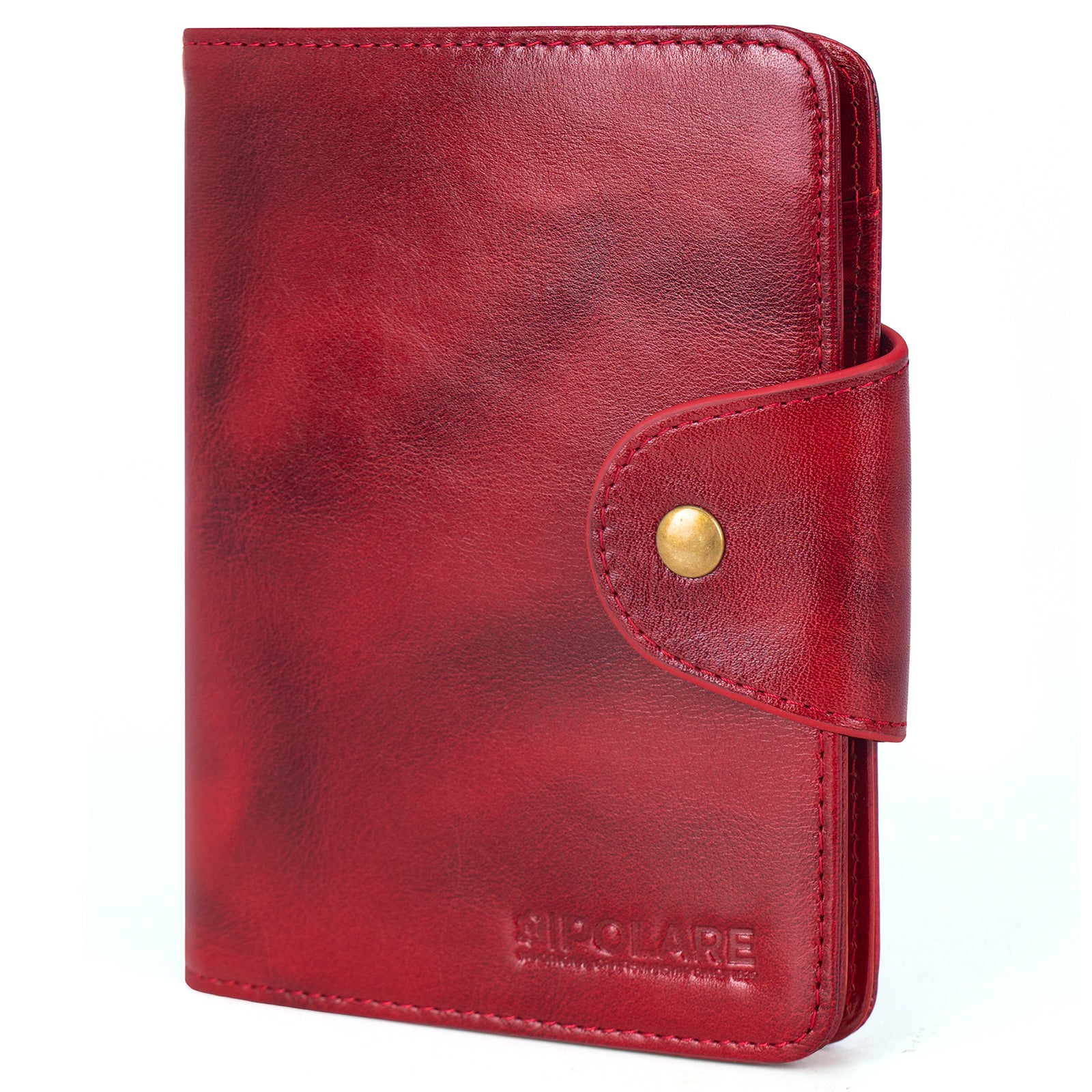 Polare Full Grain Leather Slim and Soft RFID Blocking Passport Wallet (Red)