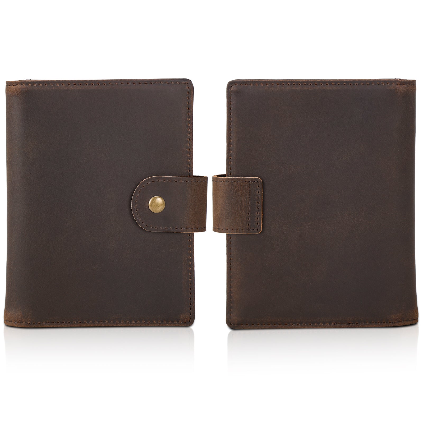 Full Grain Leather Snap Passport and Vaccine Card Holder (Front/Back)