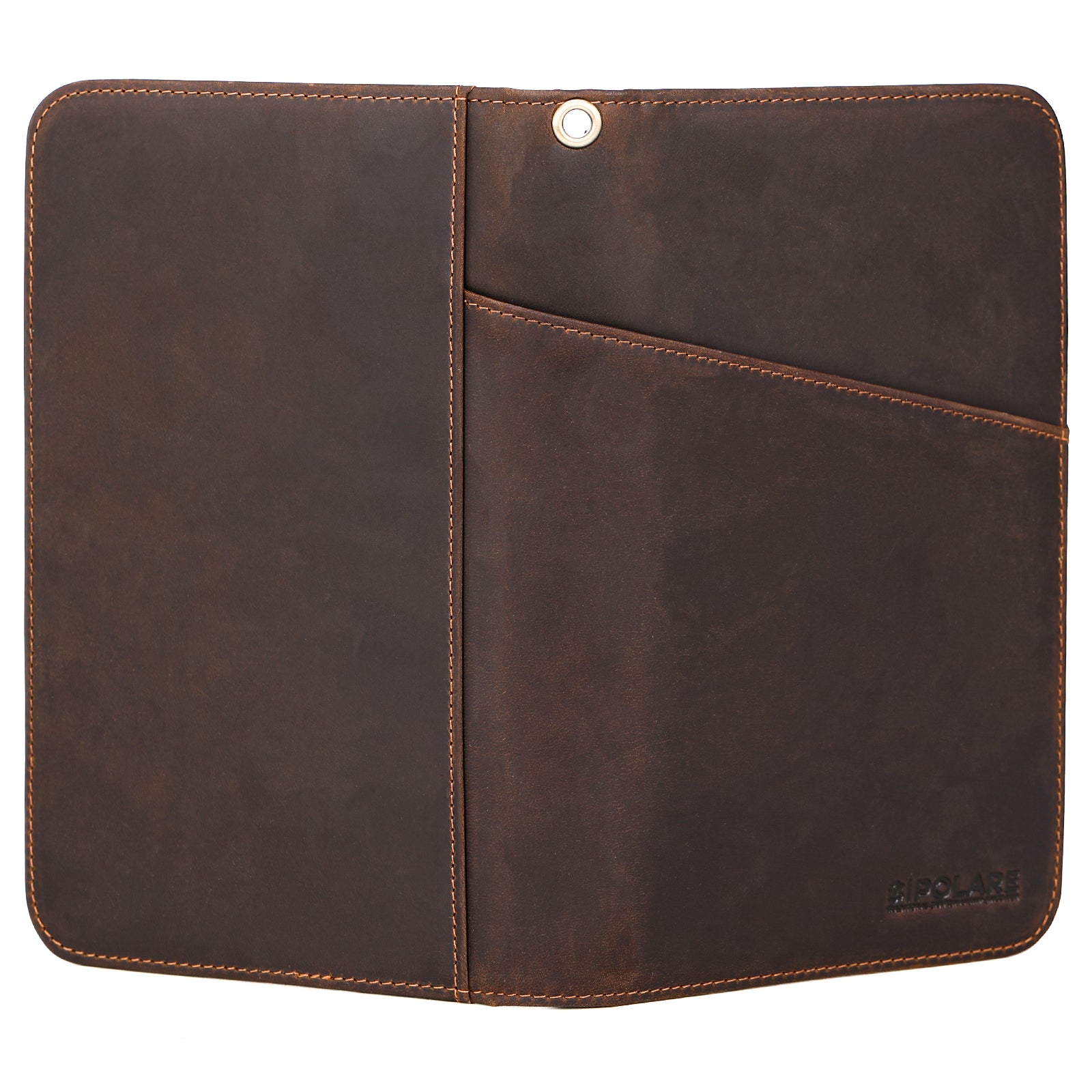 Polare Full Grain Leather Travel Passport Holder Wallet Fits 2 Passports (Back)