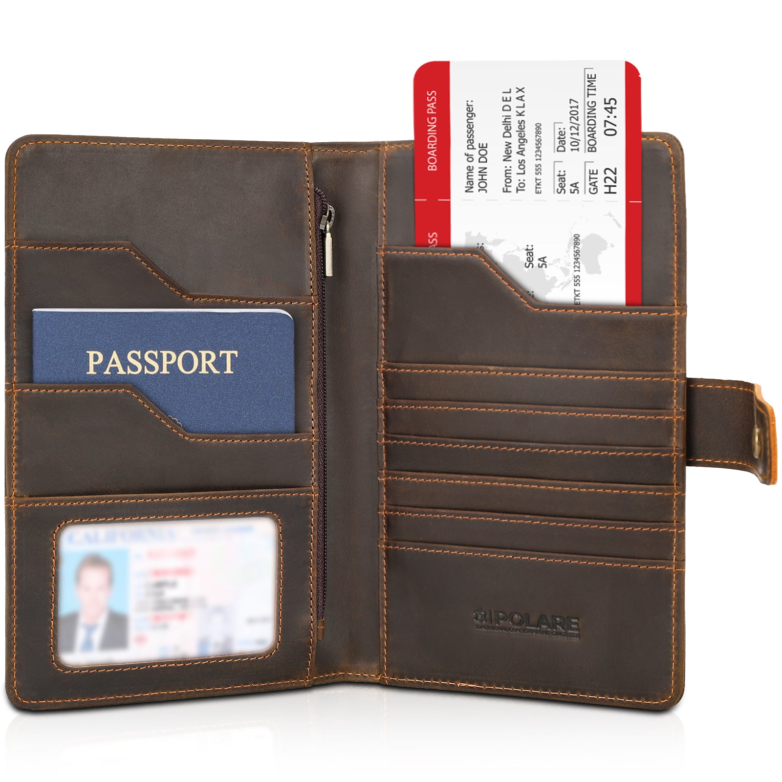 Full Grain Leather Passport Holder Family Travel Document Organizer