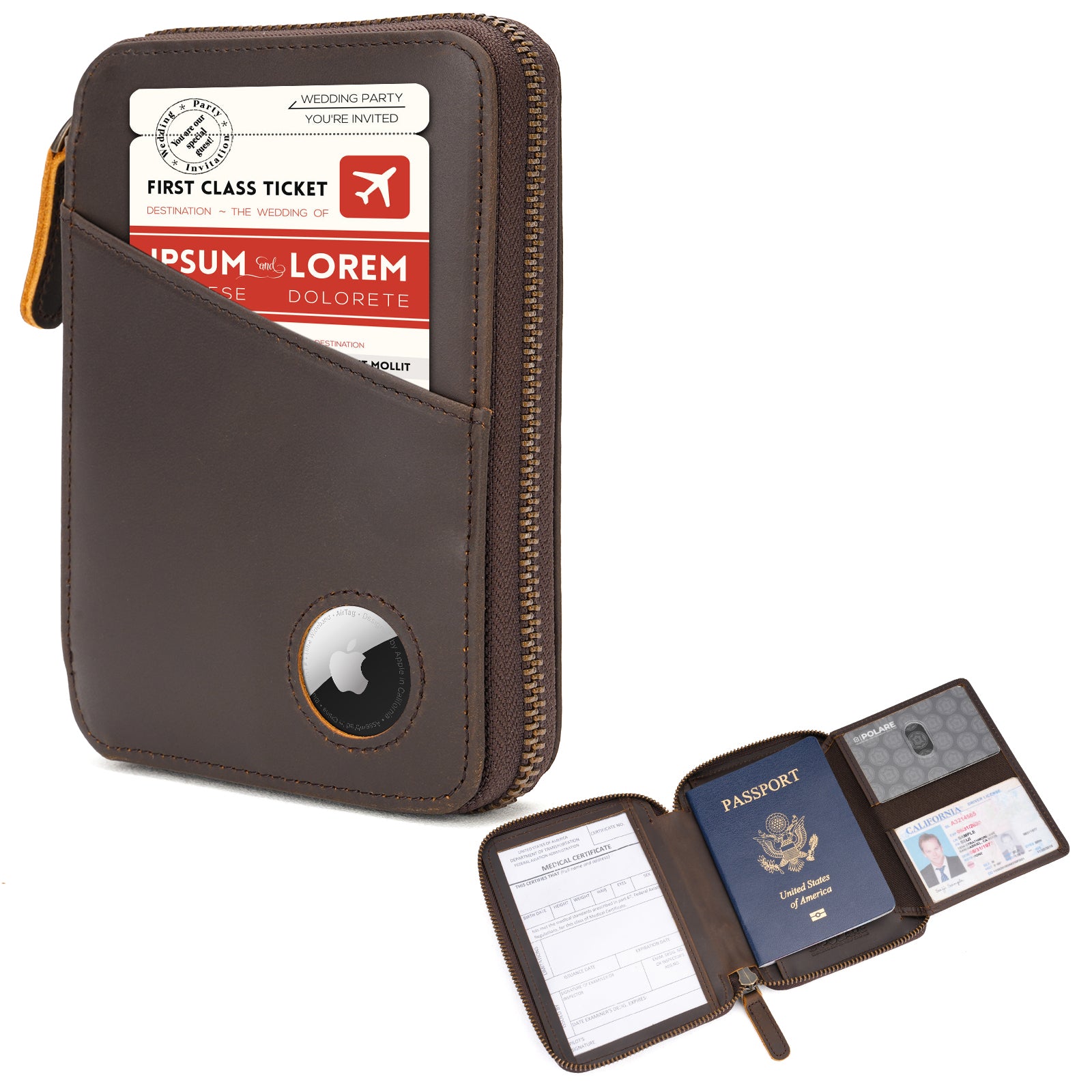 Leather Pilot Wallet Passport Holder RFID Blocking Tri-fold Travel Cover (Passport Holder)