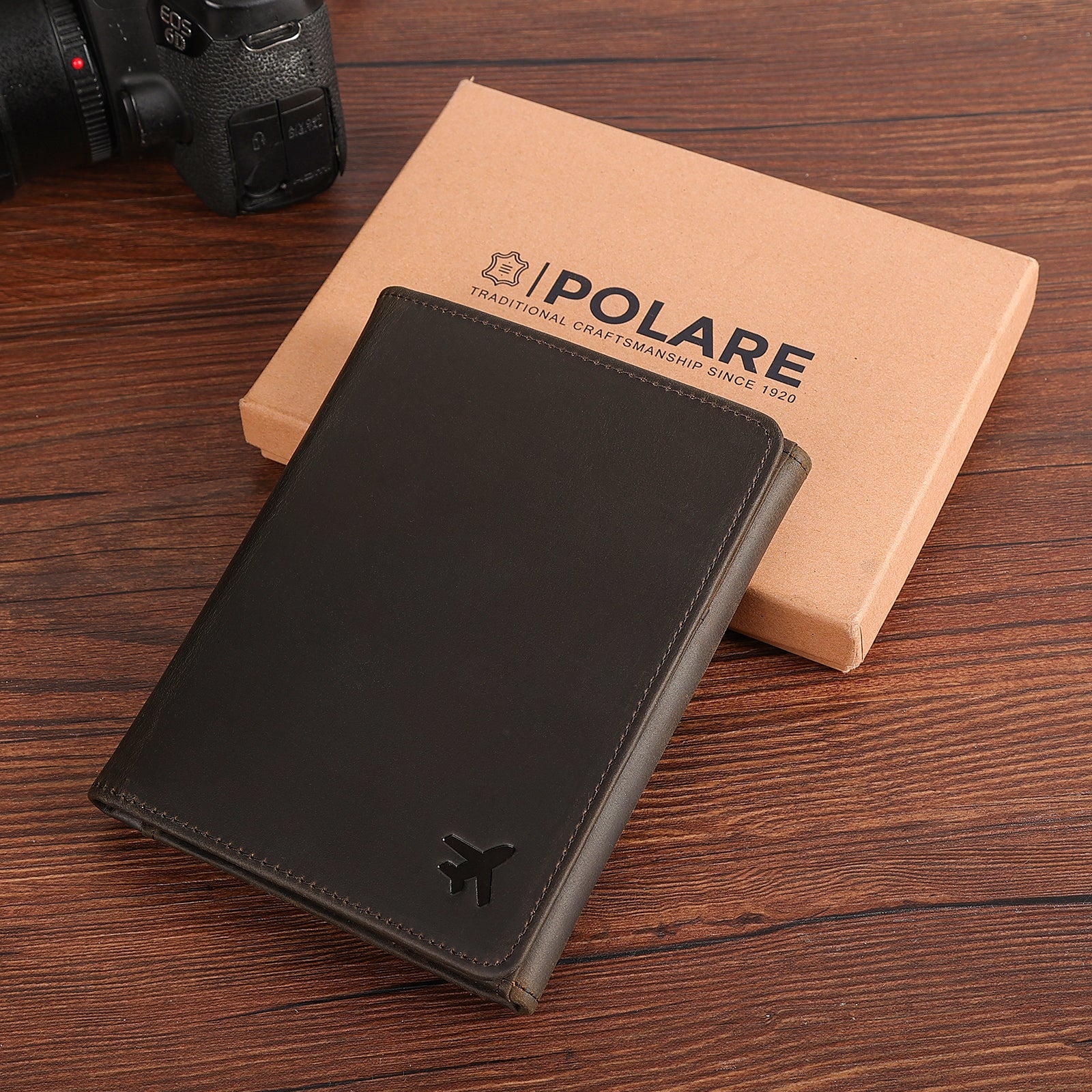 Leather Pilot Wallet Passport Holder RFID Blocking Trifold Wallet (Gift Box)