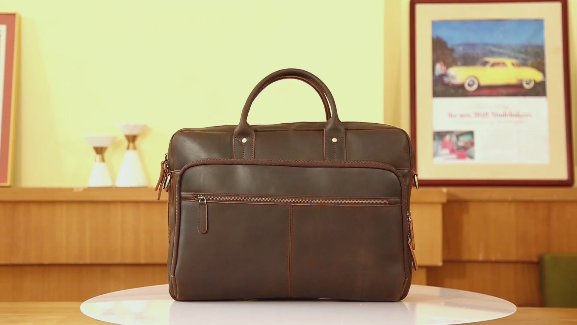 Polare 16 Full Grain Leather Messenger Bag Laptop Briefcase Bag Work