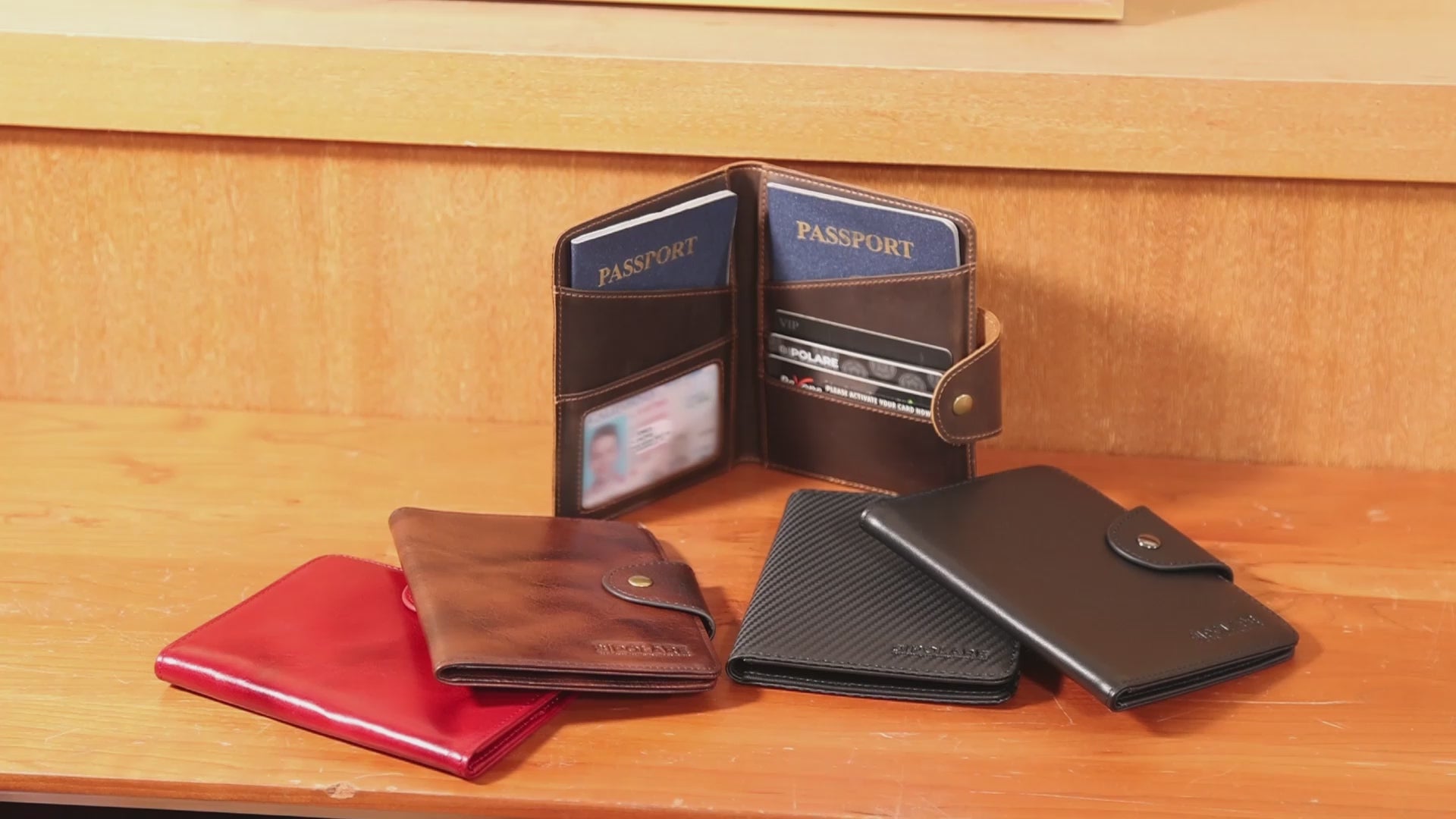 Polare Full Grain Leather Slim and Soft RFID Blocking Passport Wallet (video)