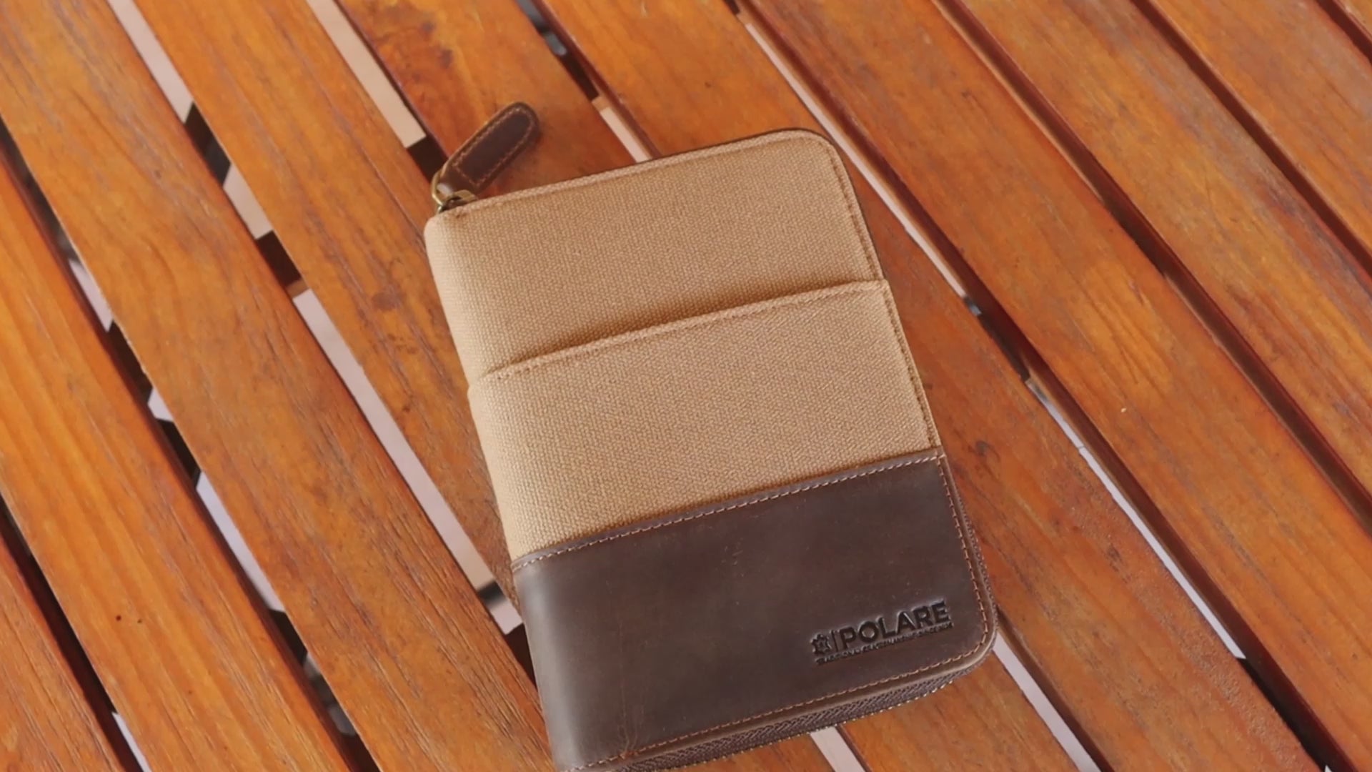 Full Grain Leather Canvas Trim Travel Passport Wallet (video)