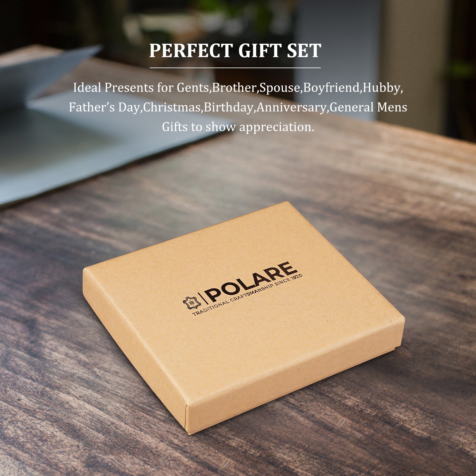 Polare Full Grain Leather Wallet For Men RFID Blocking Slim Billfold (Gift Box)