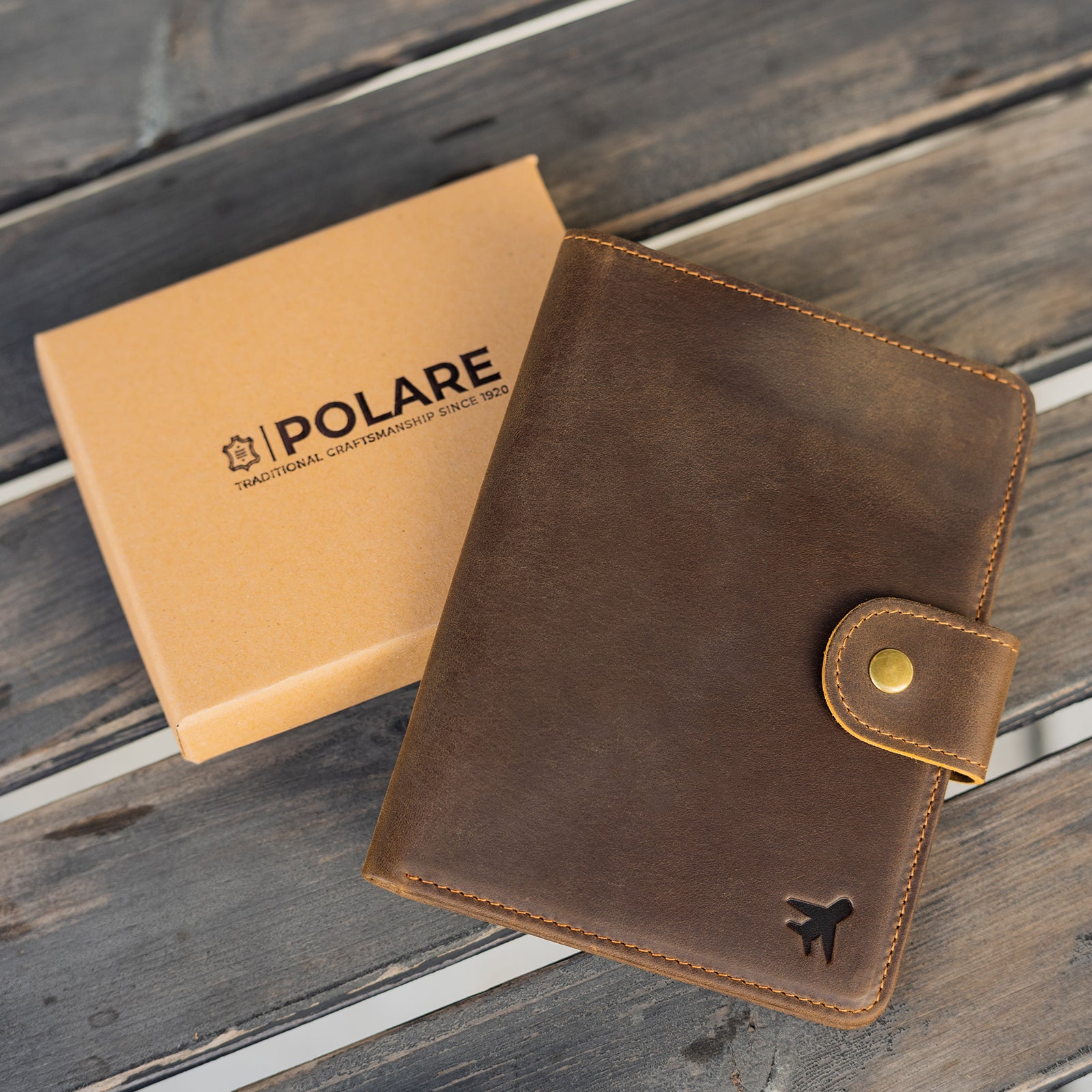 Polare Full Grain Leather Travel Passport Holder with YKK Zipper Pocket Snap Passports Cover RFID Blocking Passport Wallet Holders 2 Passports