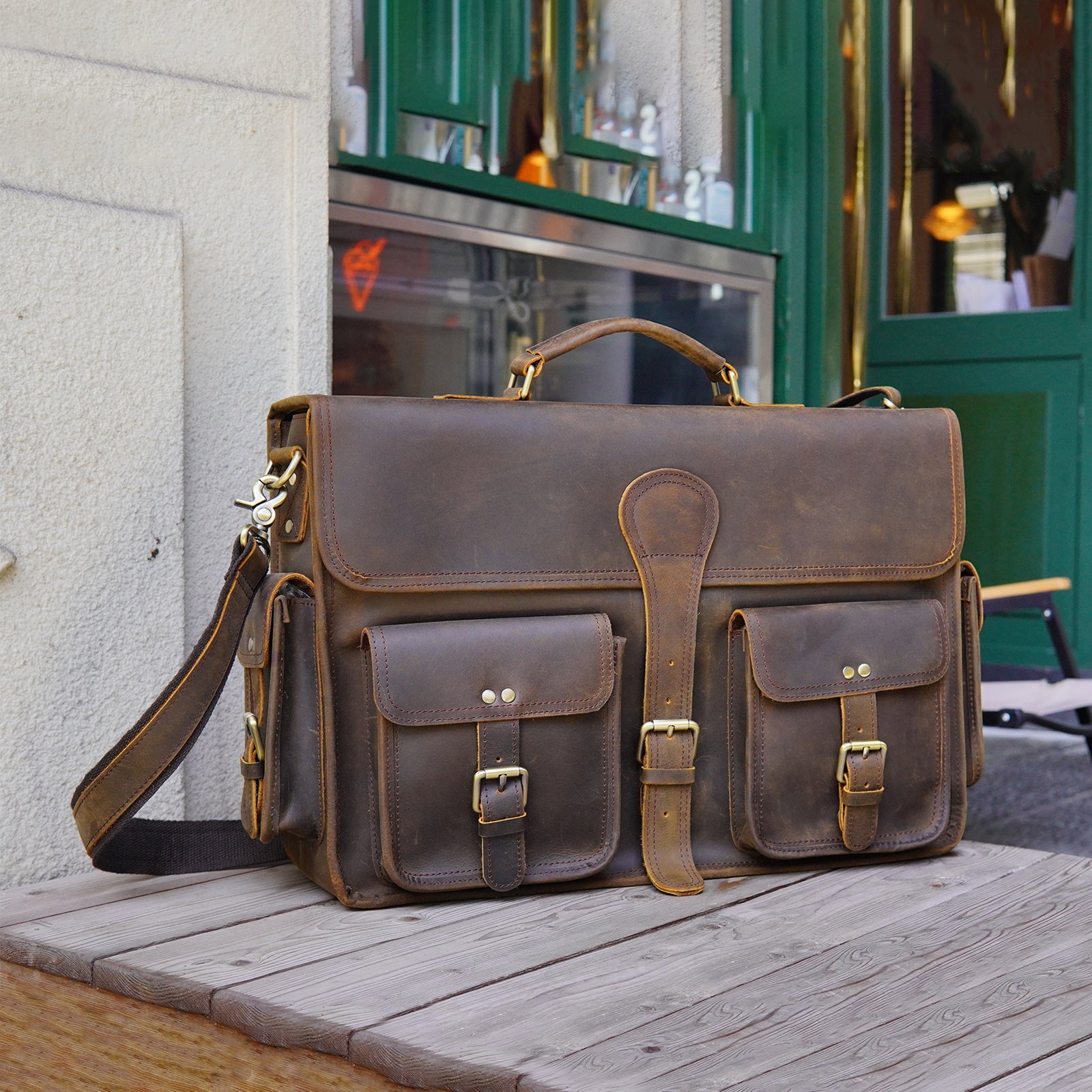 Vintage Brown Leather Briefcase