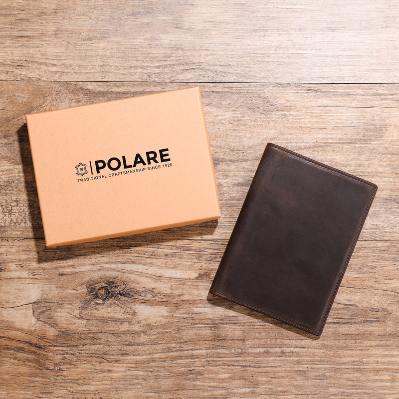 Full Grain Leather Travel Bifold Functional Wallet (Gift Box)