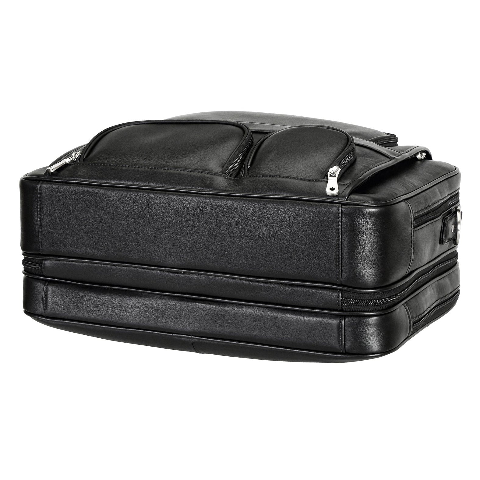 Polare Cowhide Leather 17'' Laptop Large Black Briefcase for Men Busin