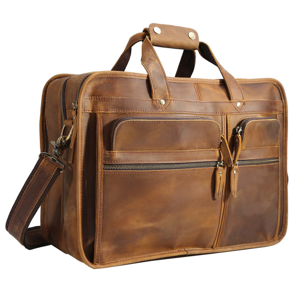 Polare 17" Modern Messenger Bag Laptop Briefcase (Light Brown)