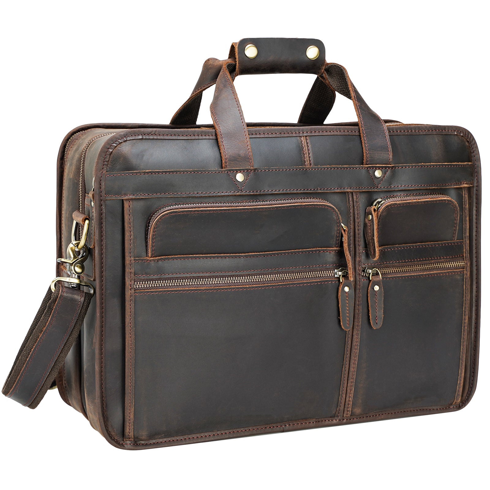 Polare 17" Modern Messenger Bag Laptop Briefcase (Dark Brown)