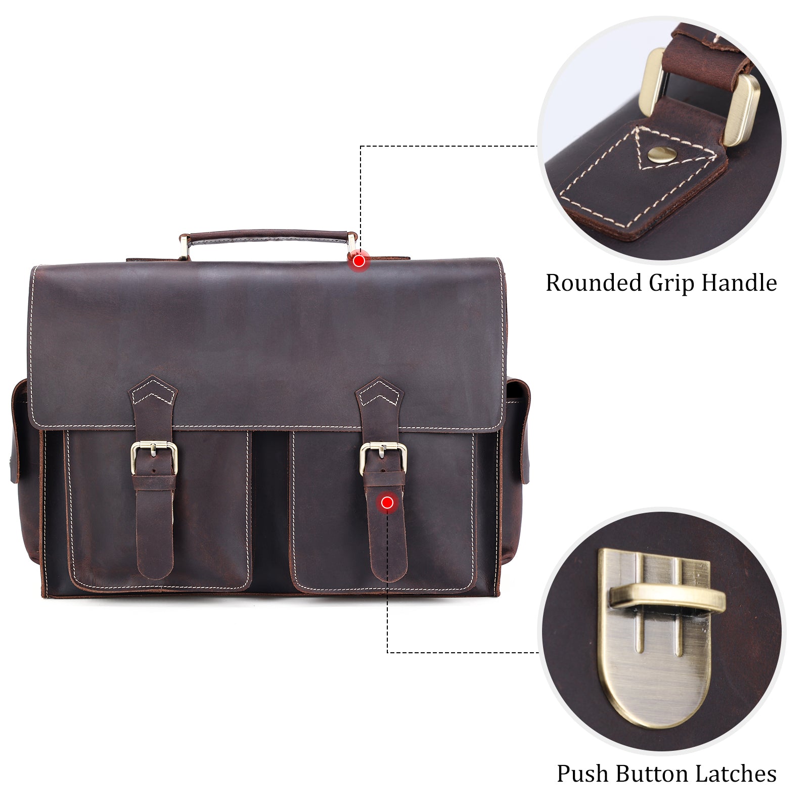 Men's Leather Messenger Bag Laptop Briefcase - Satchel Work Bag – The Real  Leather Company