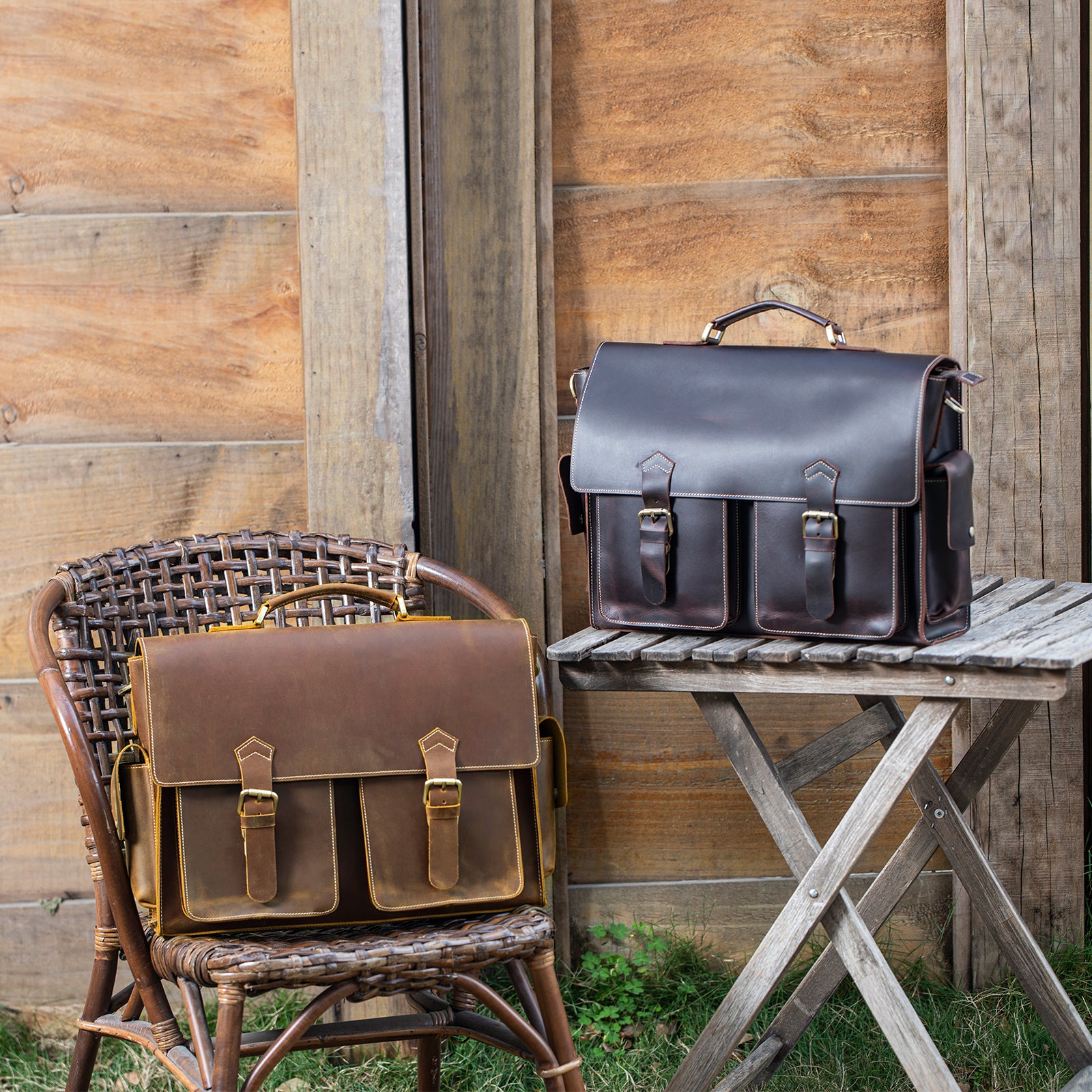 Briefcaselaptopin Jaquard and Genuine Leather With External 