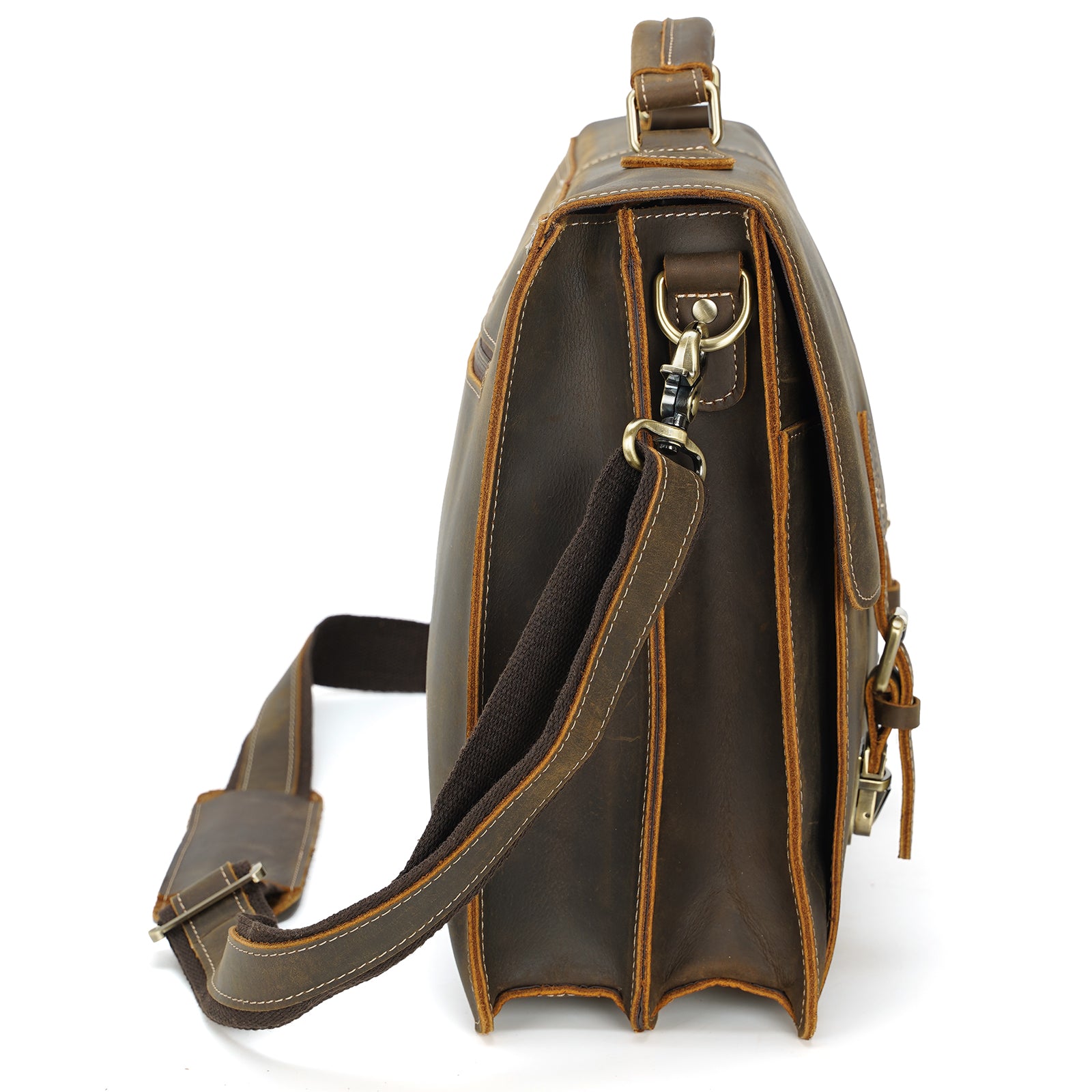 Polare Full Grain Leather Messenger Bag (Profile)