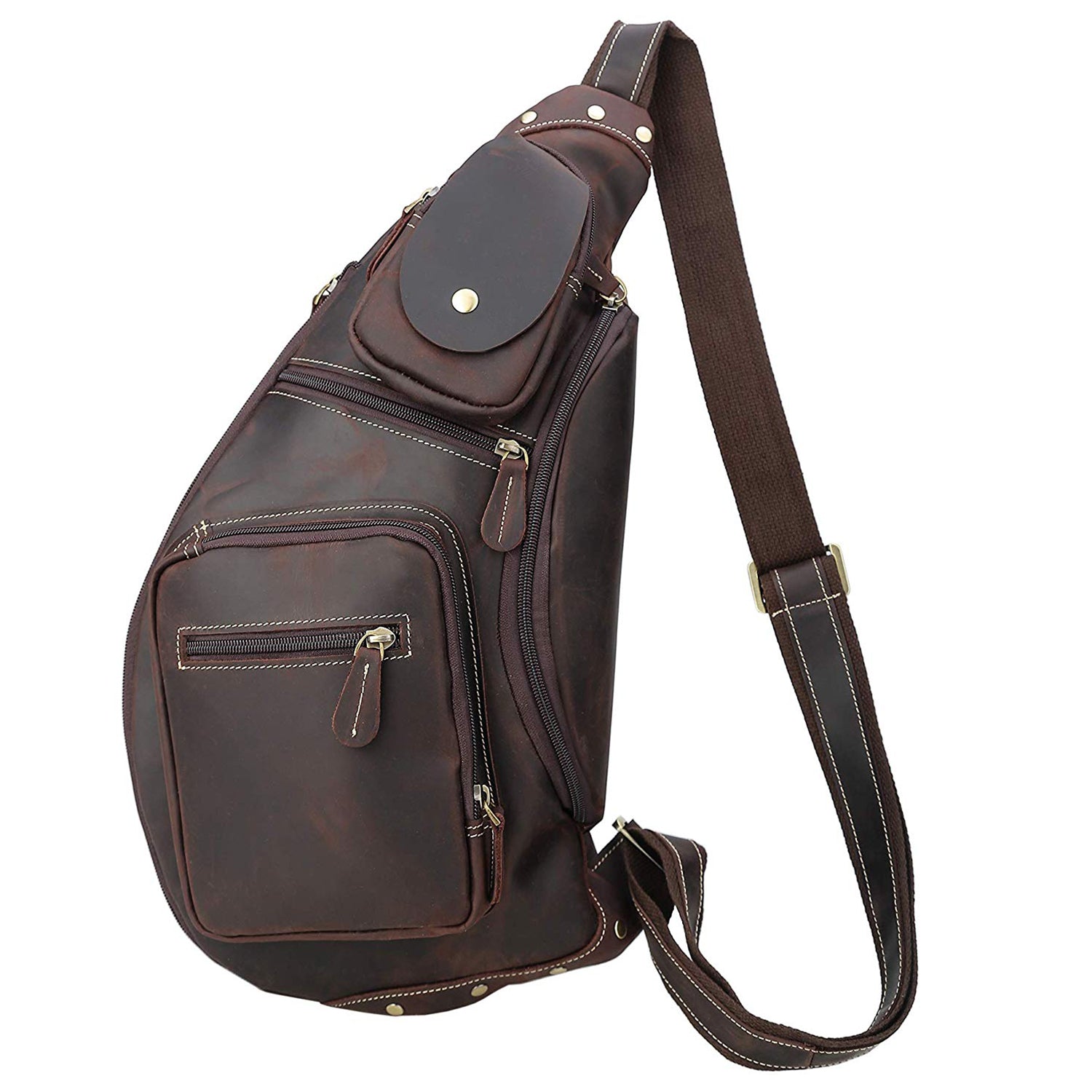 Polare Cool Real Leather Cross Body Sling Bag (Dark Brown)