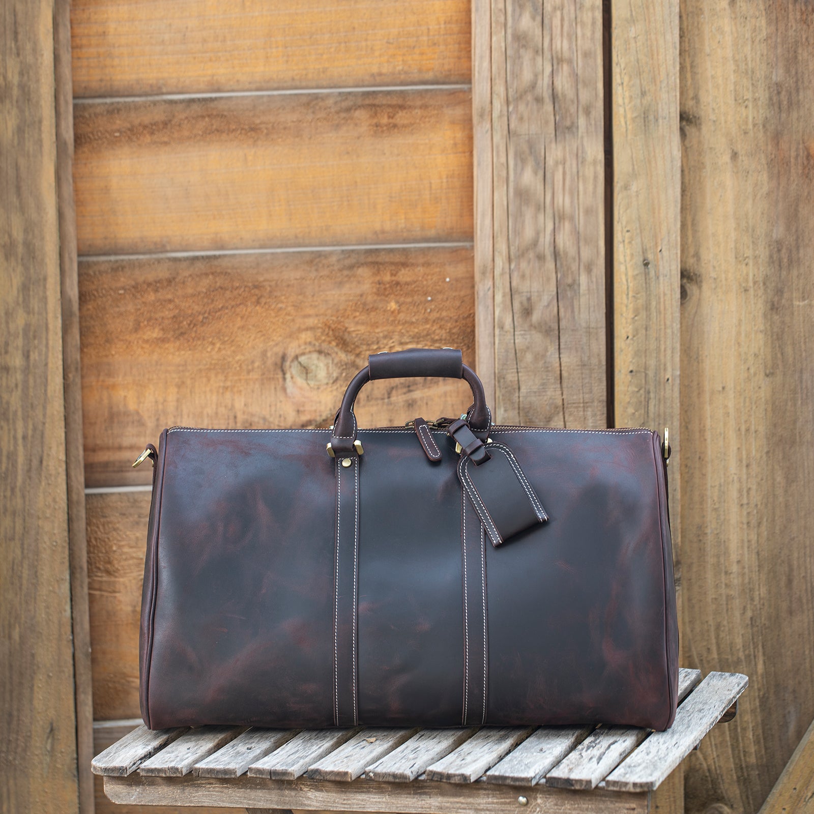 Polare 23" Ambassador Style Retro Weekender Bag (Dark Brown,Scenario Shows)
