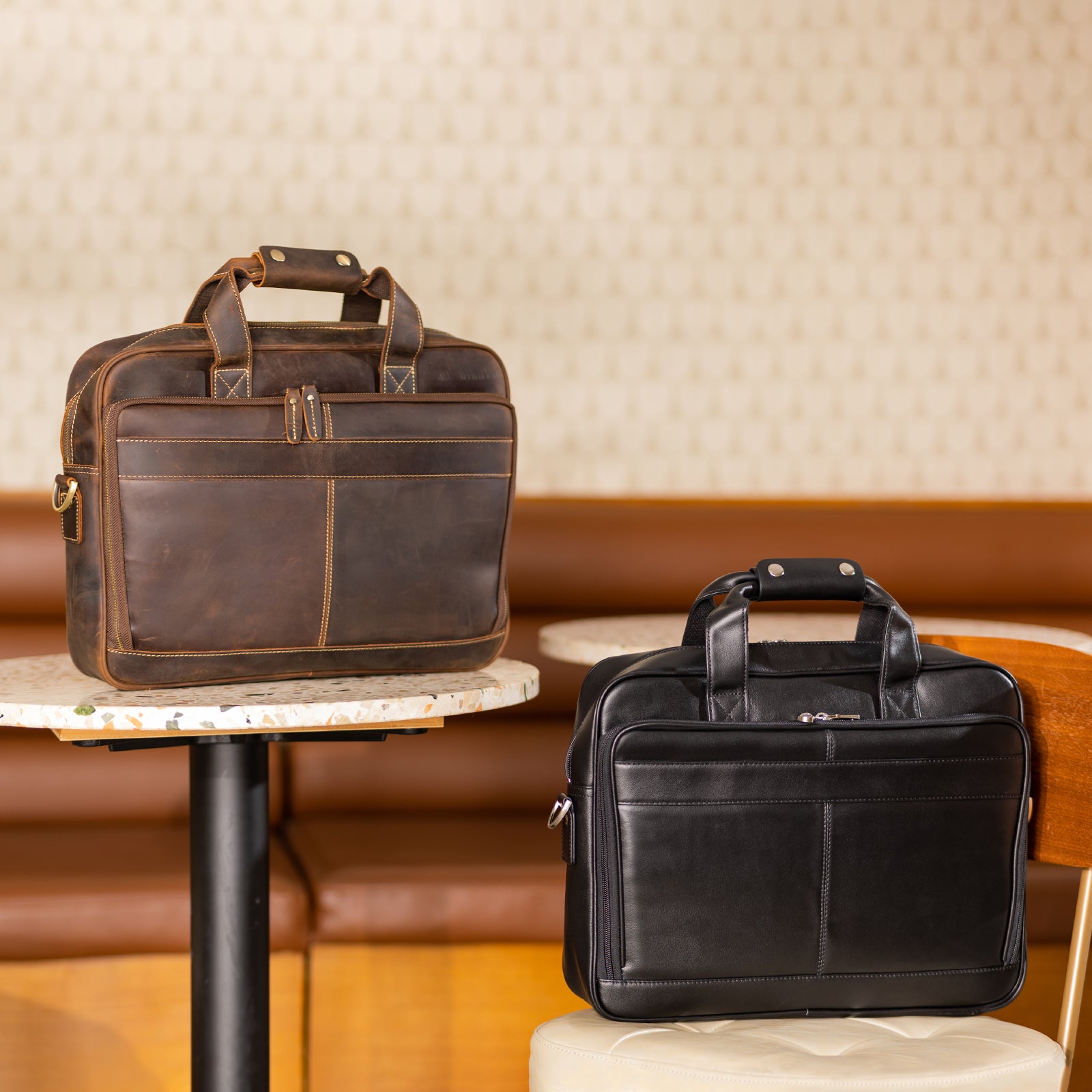 Polare Full Grain Leather 16.5'' Laptop Bag Briefcase for Men (Scenario Shows)