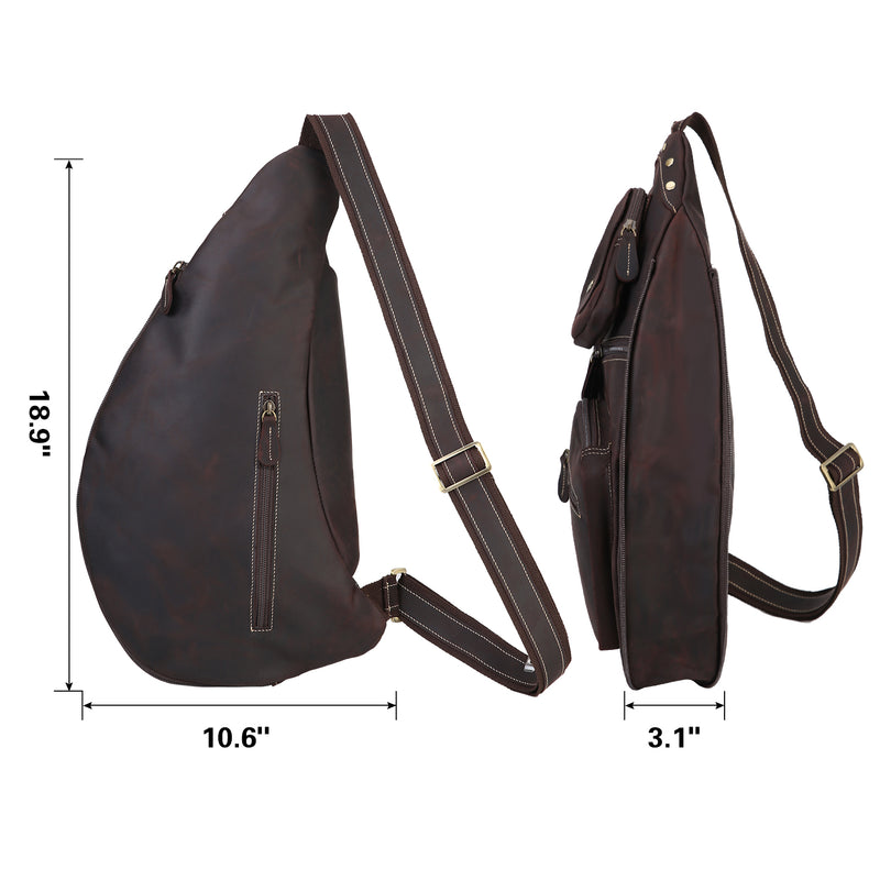 Polare Cool Real Leather Cross Body Sling Bag (Dark Brown, Dimension)