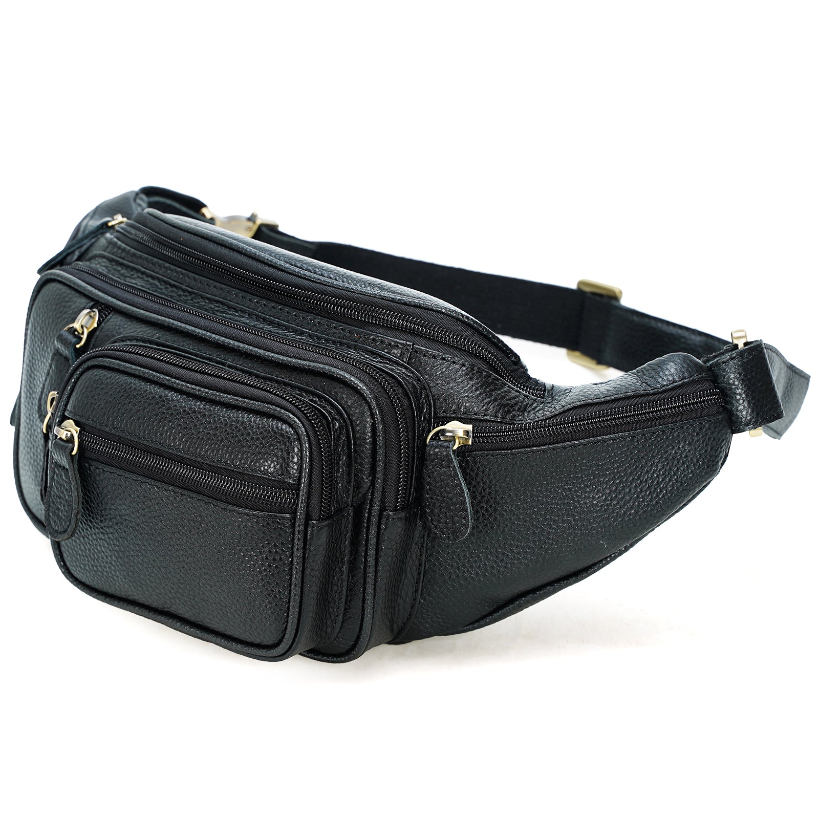 Polare Cowhide Leather Fanny Pack Waist Bag Organizer with Adjustable Belt for Men and Women