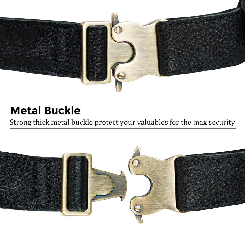 Polare Natural Leather Fanny Pack Waist Bag Black (Metal Buckle)