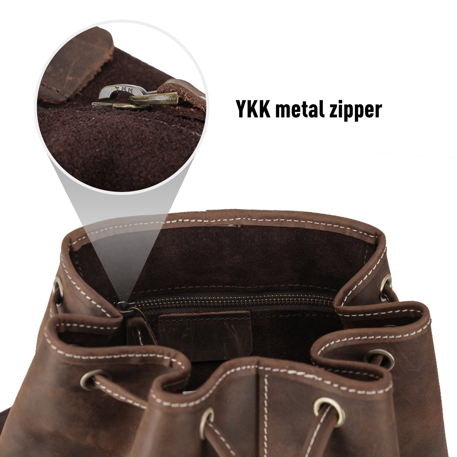Polare Leather Backpack Vintage College Laptop Bag (Dark Brown, YKK Zipper)
