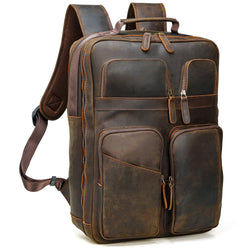 Polare Full Grain Leather Backpack Business Travel DayPack (Brown)