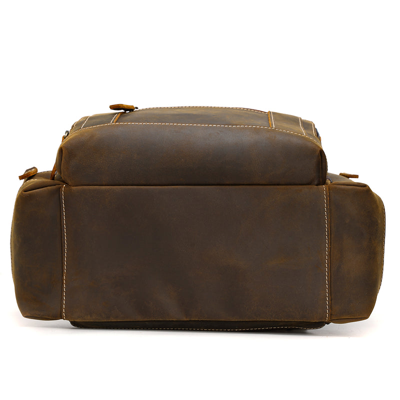 Polare Full Grain Leather 15.6 Inch Laptop Backpack Travel Daypack Rucksack (Bottom)