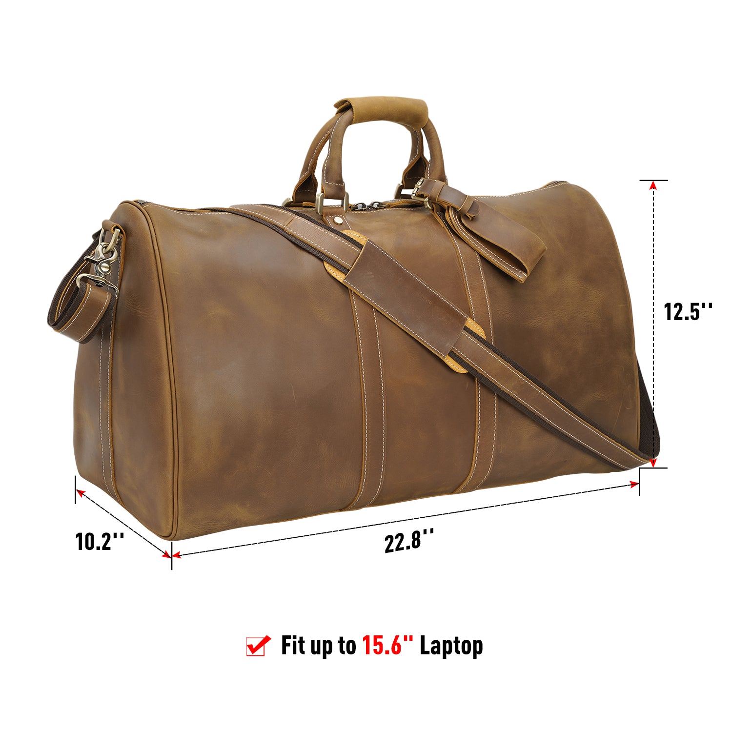 Polare 23" Ambassador Style Retro Weekender Bag (Light Brown,Dimension)