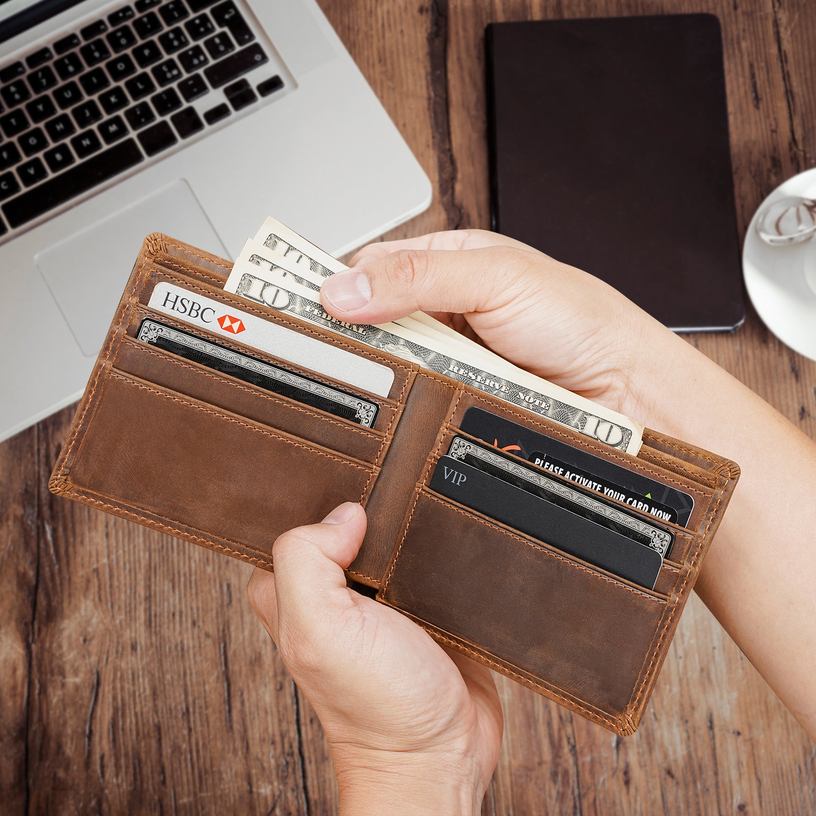 The Bifold - Top Grain Brown & Black Leather Wallet – The Real Leather  Company