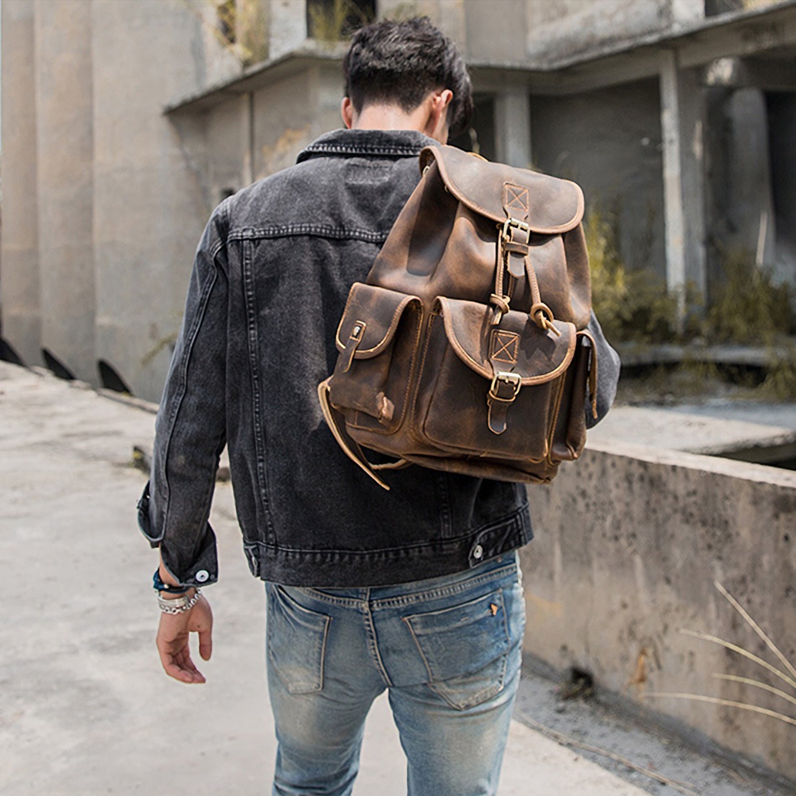 Leather Men Backpack