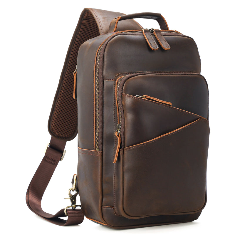 Polare Full Grain Leather Sling Chest Bag For Men