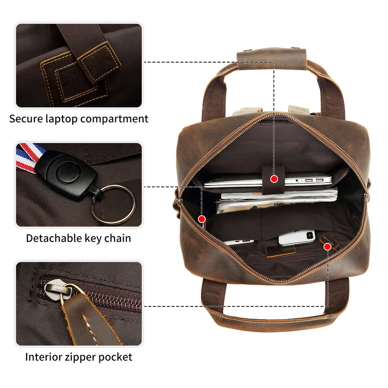 Polare 15.6" Full Grain Italian Leather Backpack Laptop Bag (Inside)