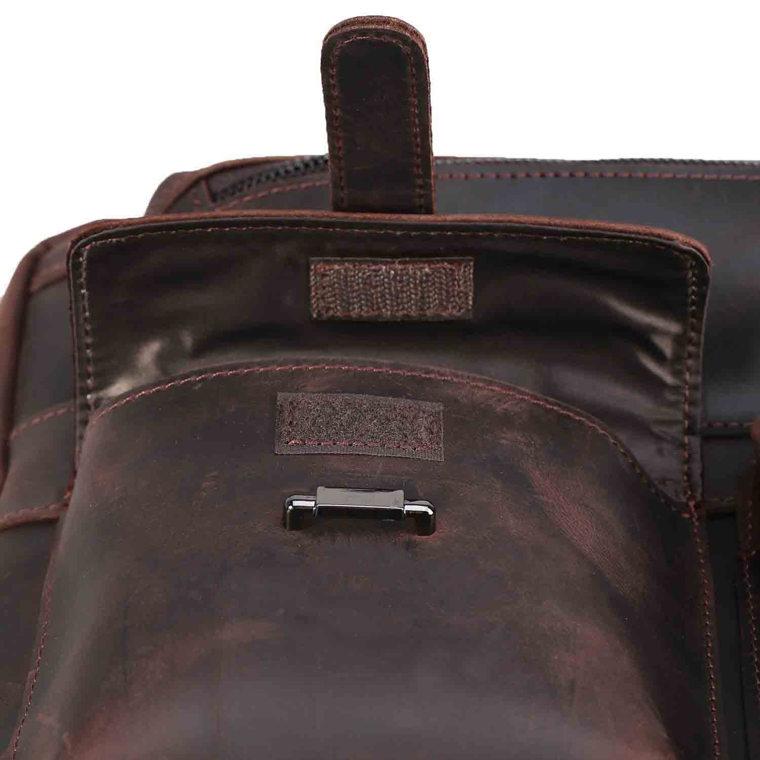 Polare Large Vintage Full Grain Italian Leather Backpack 15.6 Inch Lap