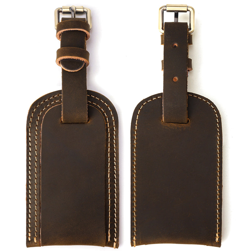Polare Retro Feel Full Grain Leather Luggage Bag Tags for Suitcases Duffel Weekender Bag 1pc set