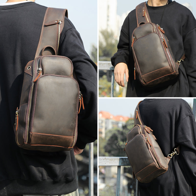Polare Modern Style Sling Shoulder Bag Men’s Travel/Hiking Daypack (Model Display)