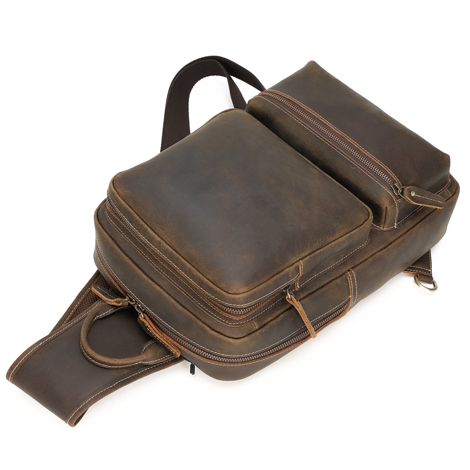 Polare Full Grain Leather Shoulder Backpack Travel Rucksack Sling Bag