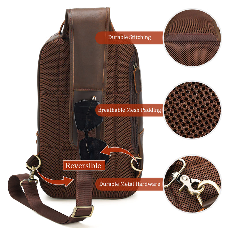 Polare Full Grain Leather Sling Chest Bag For Men (Back)