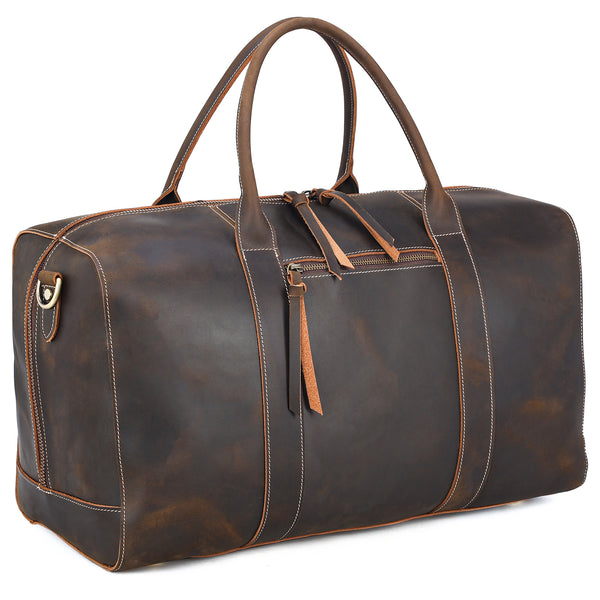 Polare 20" Leather Duffel Bag Overnight Weekender Bag
