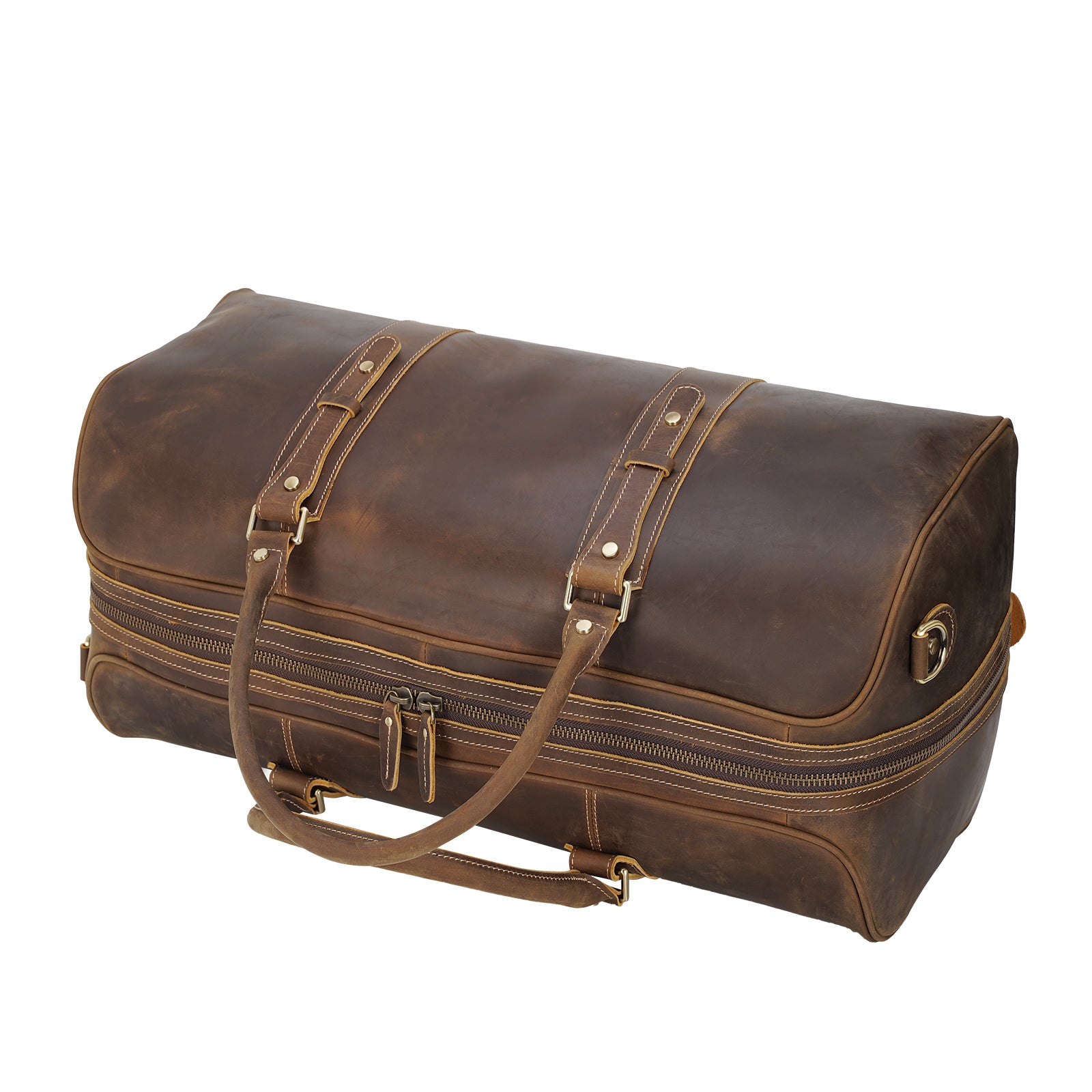 Polare 23 Full Grain Leather Weekender Travel Overnight Luggage Duffe