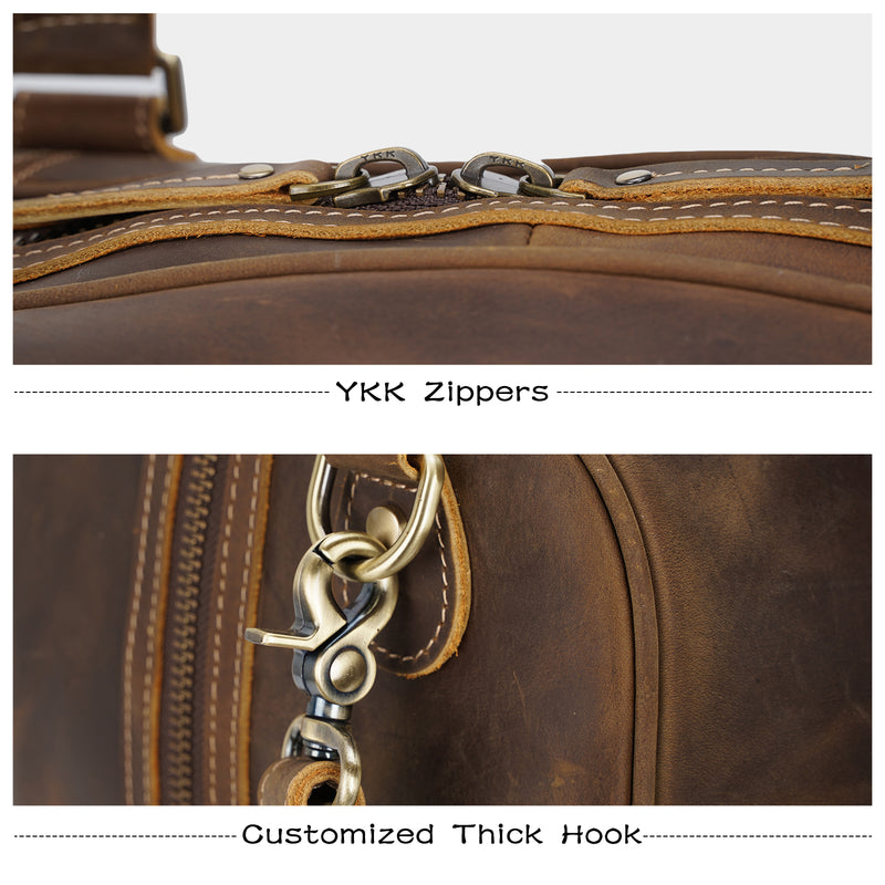 Polare 23" Classic Full Grain Leather Travel Duffel Bag (Details)