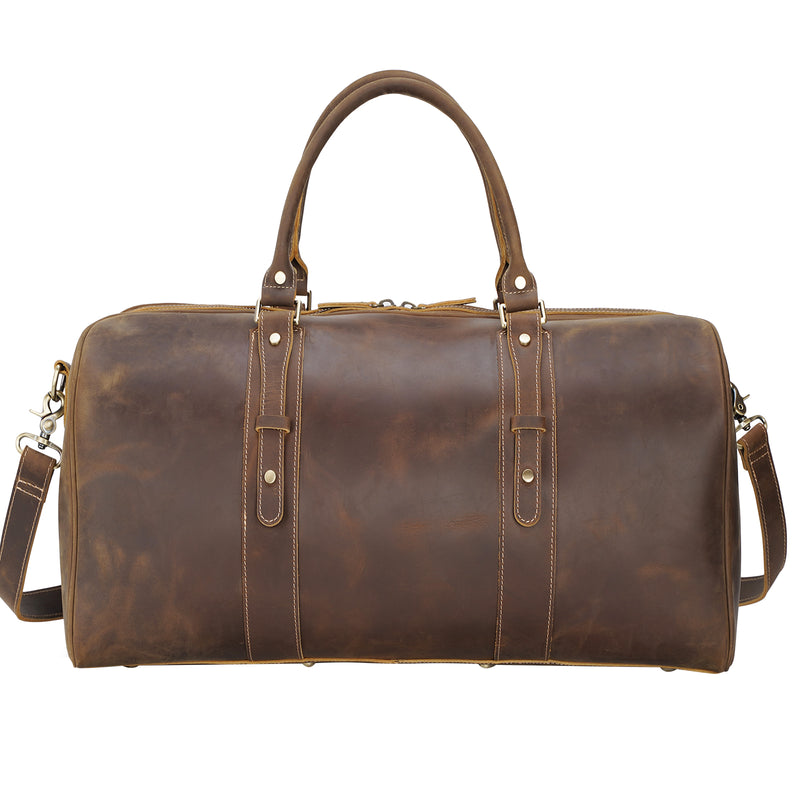 Polare 23" Classic Full Grain Leather Travel Duffel Bag (Front)