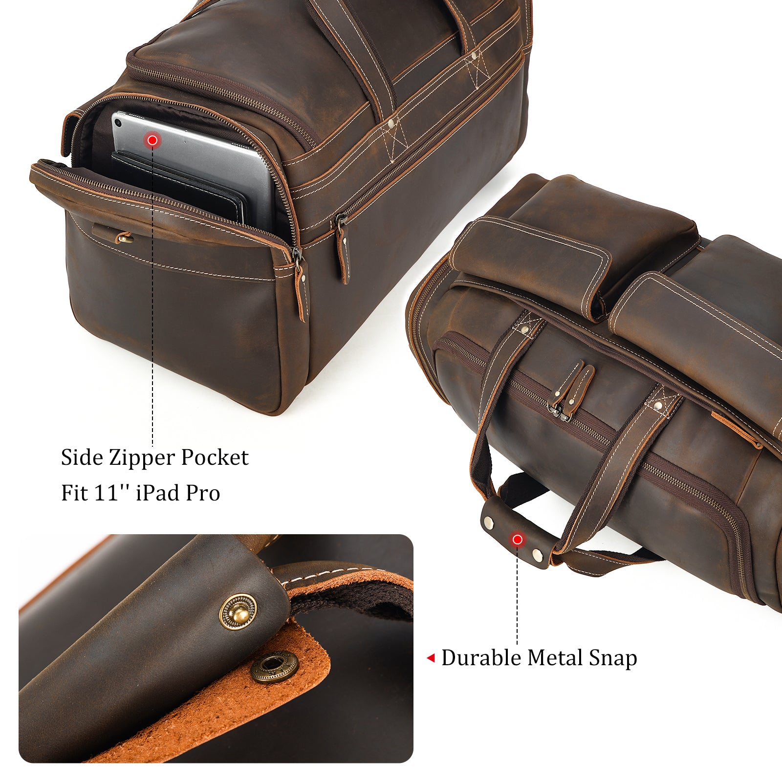 Polare Retro Feel Full Grain Leather Luggage Bag Tags for Suitcases Du