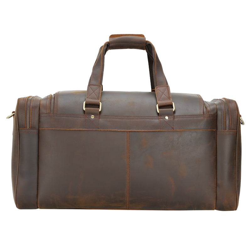 Polare 23" Full Grain Leather Duffel Weekender Travel Bag (Back)