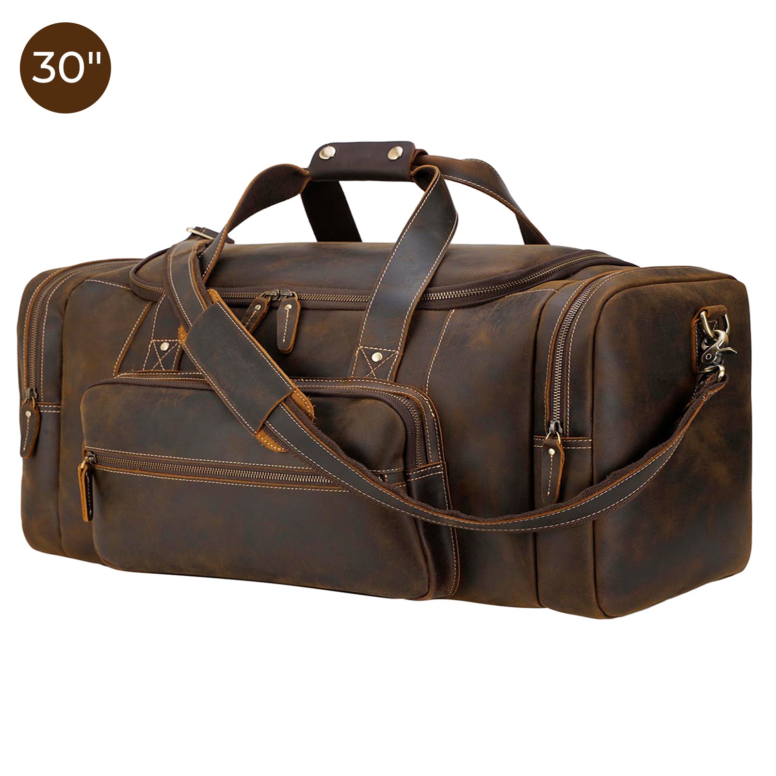 Handmade Men's Leather Vintage Duffle Luggage Weekender Gym Carry on Travel  Bag