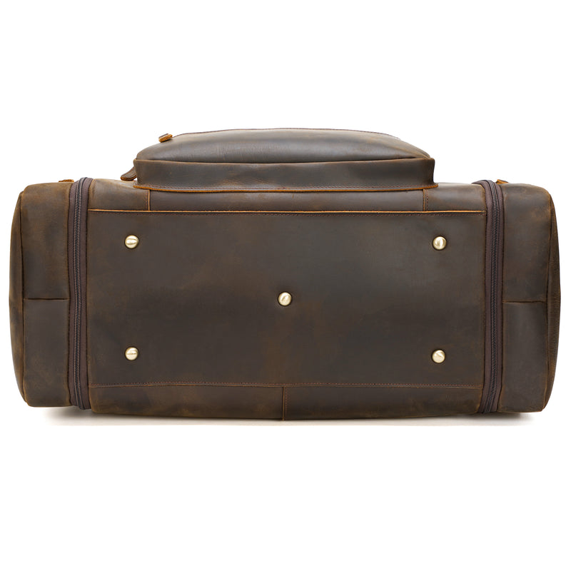 Polare 23'' Expandable to 28'' Full Grain Cowhide Leather Travel Duffle Bag (Bottom)